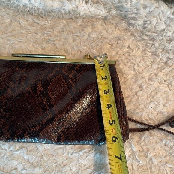 Vintage Tanner made in Italy leather shades of Brown snake skin prints clutch - Picture 10 of 10